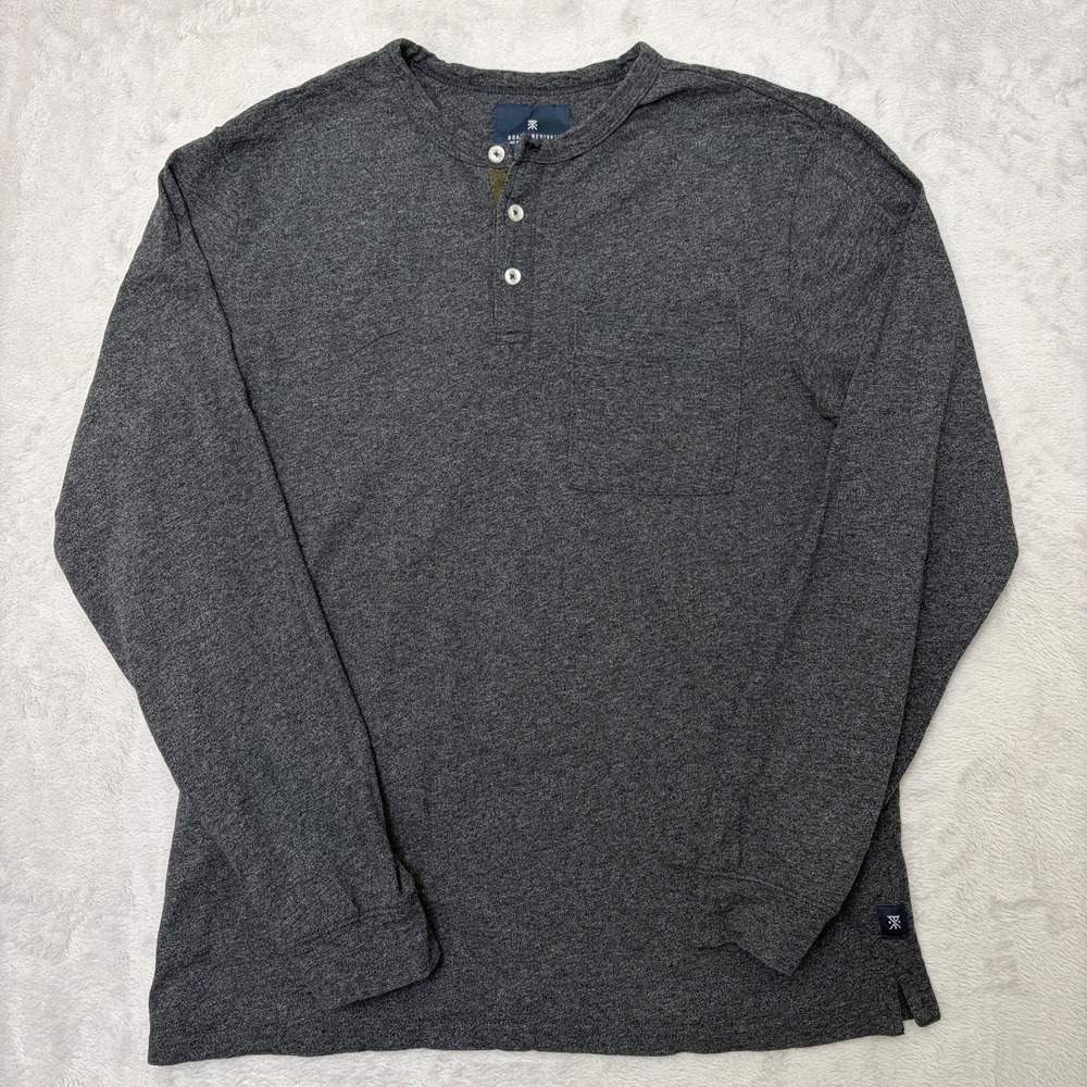 Roark Revival Heather Gray Cotton Pocket Henley Medium